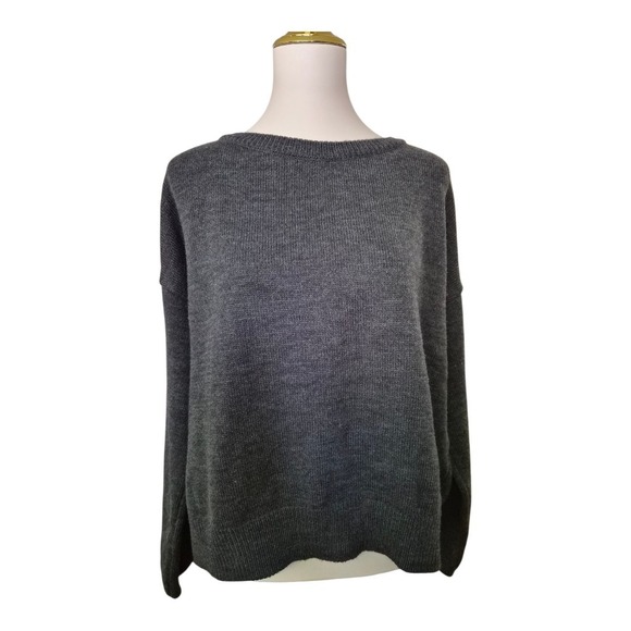 Lucca Gray Open Back Tie Sweater Women's Small Long Sleeve Knit Pullover Made in - Picture 1 of 8